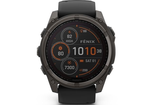 Smartwatch Garmin Fenix 8 Solar 51mm - Sapphire, Carbon Gray DLC Titanium with Black/Pebble Gray Silicone Band